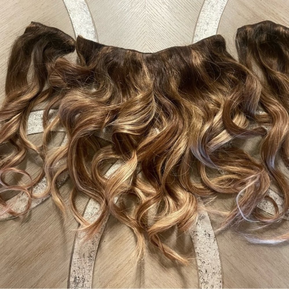 20" Luxy Hair Extensions Chestnut Brown Highlights Clip Ins